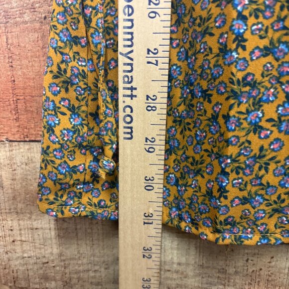 Wild Fable Womens Floral Tiered Mini Dress S Yellow/Blue - Picture 2 of 6